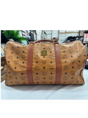 MCM Cognac Visetos Travel Weekender Bag